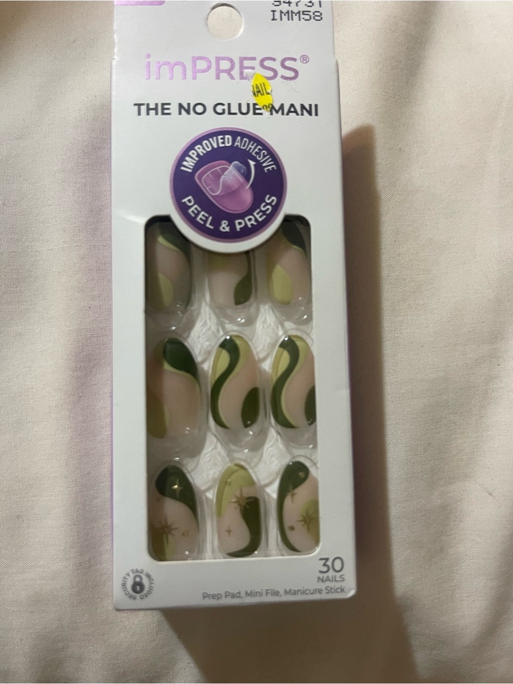 imPRESS Olive & Light Green Swirl Press-On Nails